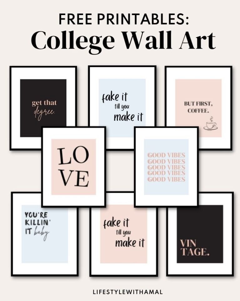 Free Trendy College Wall Art Printables You'll Want For Your Dorm Room