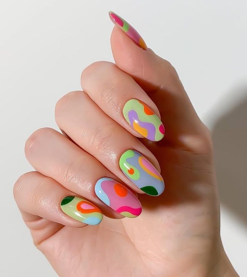 Simple Colored Nail Art
