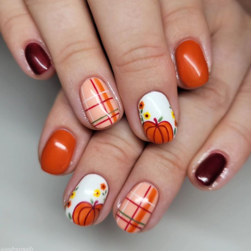 Orange Fall Nail Design