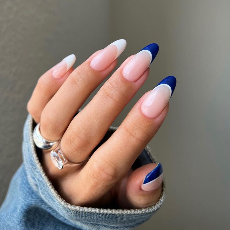 Blue and white tips