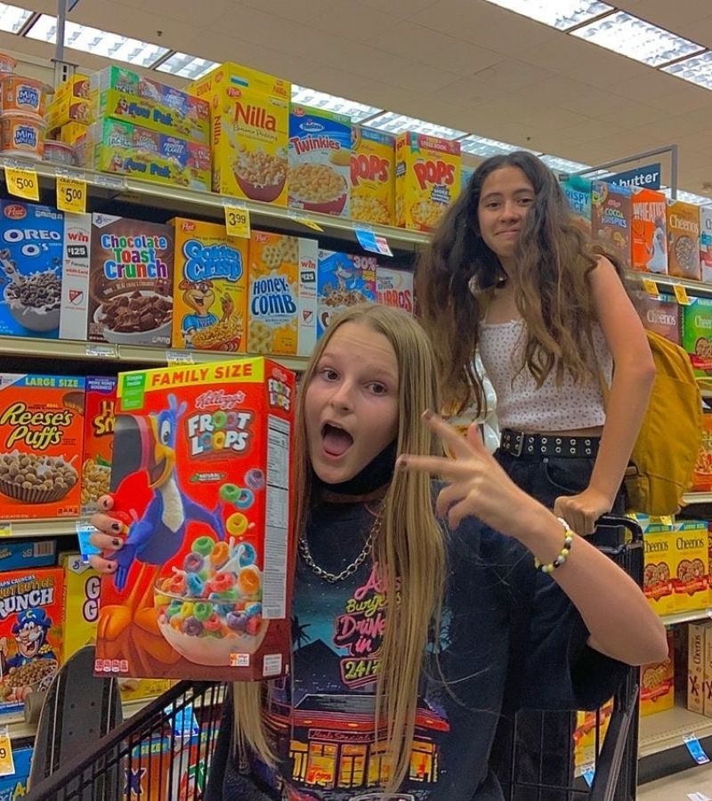 2 Girls with Cereal Box as Random Things To Do With Friends When Bored 