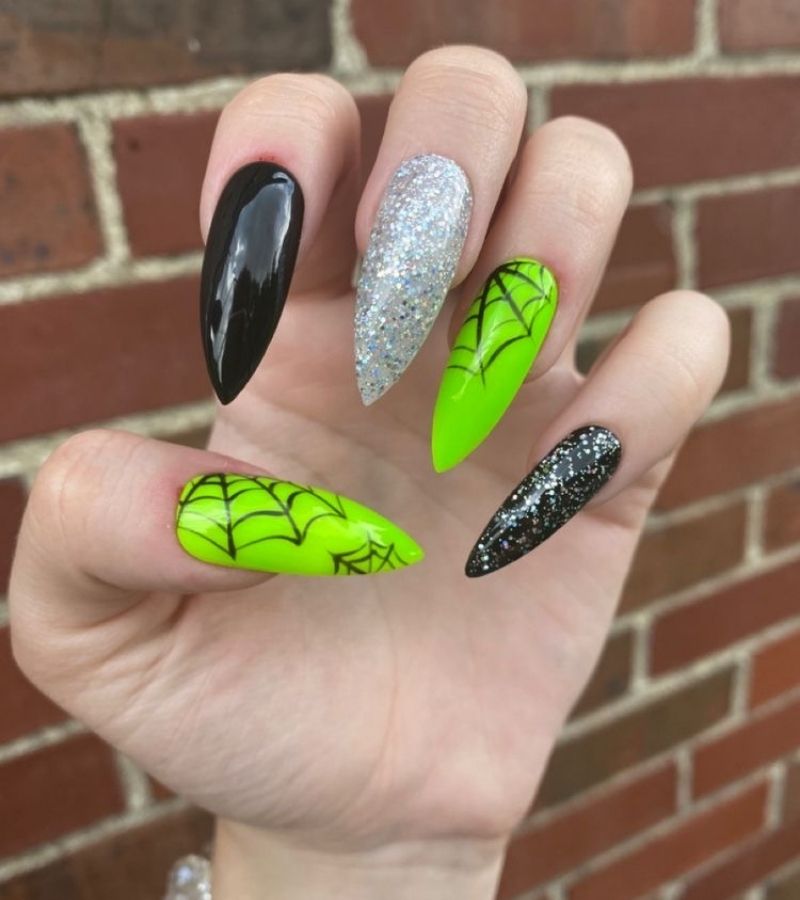 Black and Neon Nails