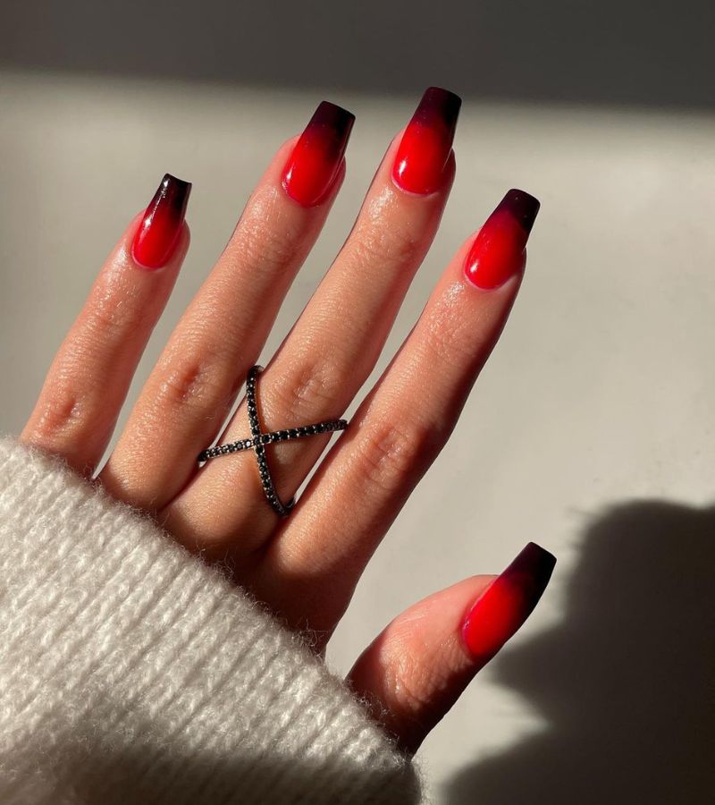 Red Ombre Nails 