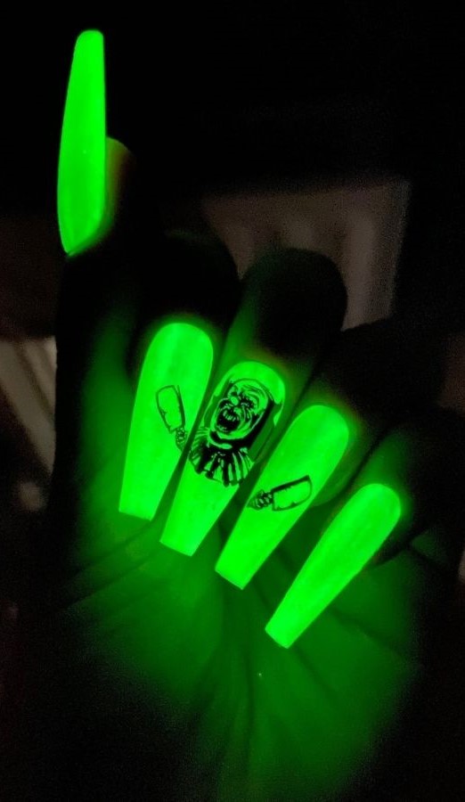 Neon Glow In The Dark Halloween Nails