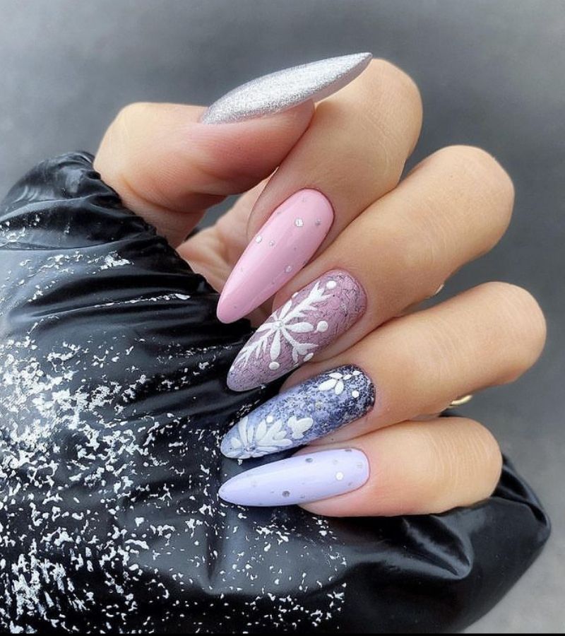 Sparkly Pastel Color Nails - Christmas Nails Acrylic