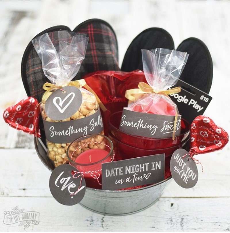 Cute Valentine's Day Date Night Gift Basket