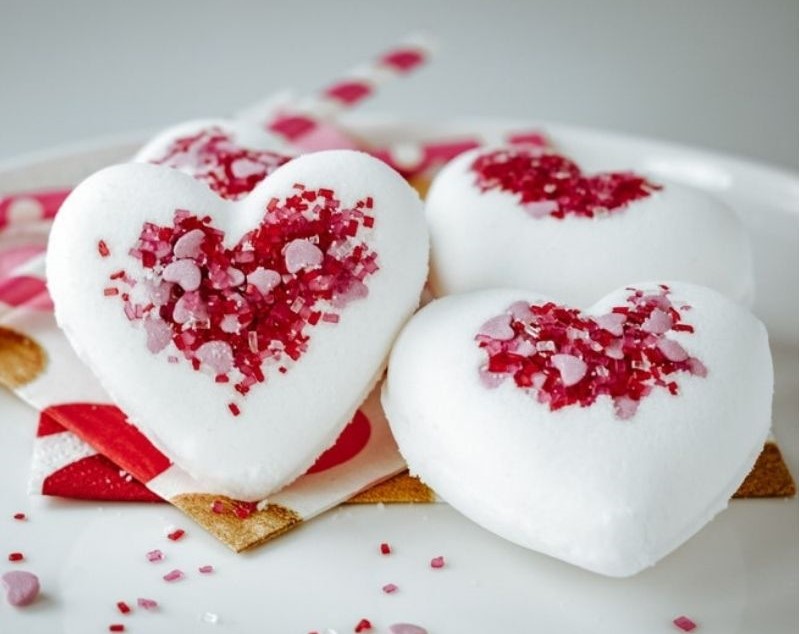 Heart-shaped Bath Bombs - cute Valentine's Day gifts