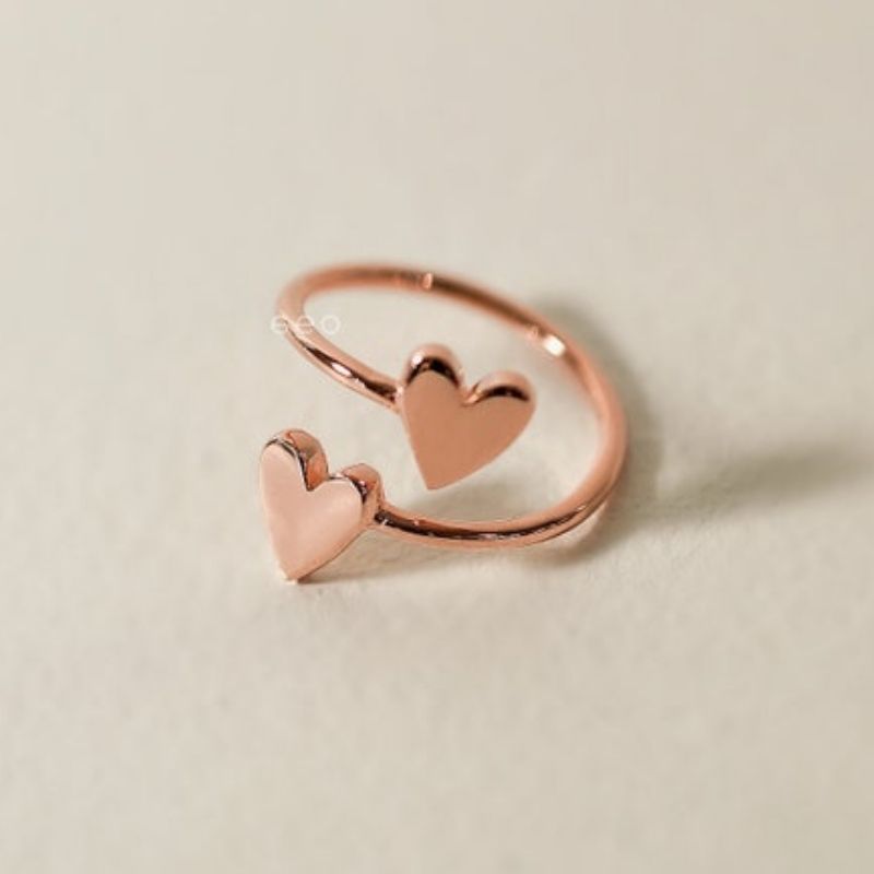 Gold Two Hearts Statement Ring - Valentine's Day gifts for her