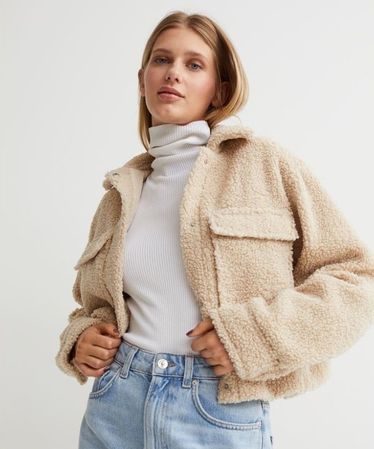 Short Faux Jacket In Beige - valentines gifts for her