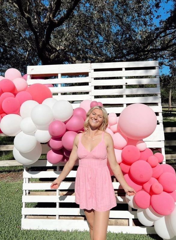 pink balloon wall graduation photo booth ideas