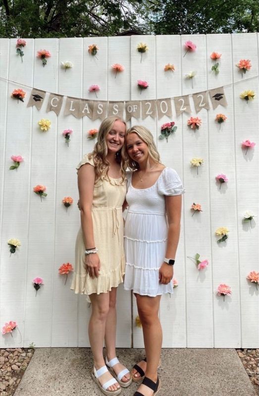 mini flower wall graduation photo booth ideas