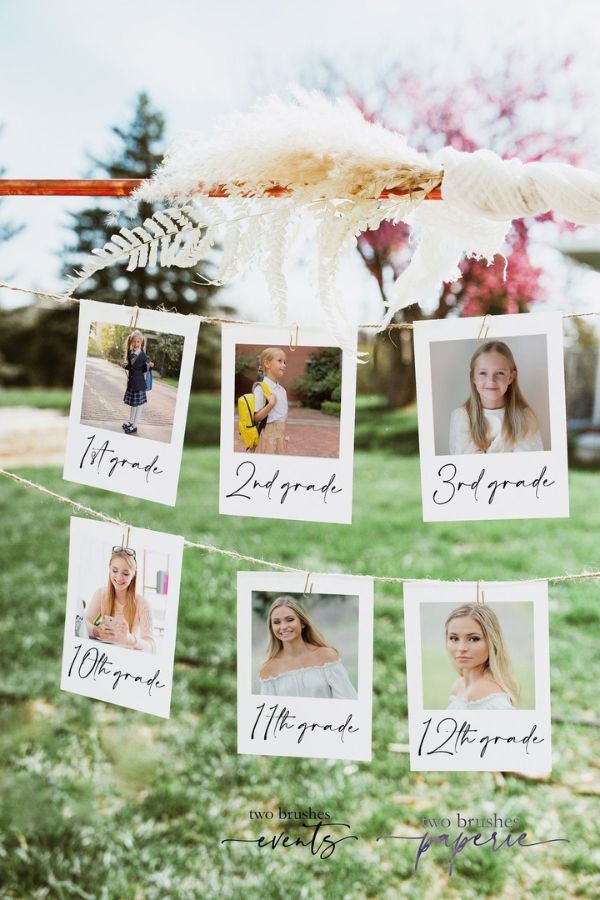 school year photo display - high school graduation party ideas