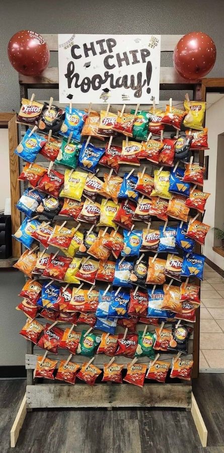 “Chip Chip Hooray” Snack Wall unique graduation party ideas