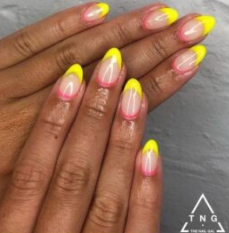 Yellow Tips and Light Pink Cuticles