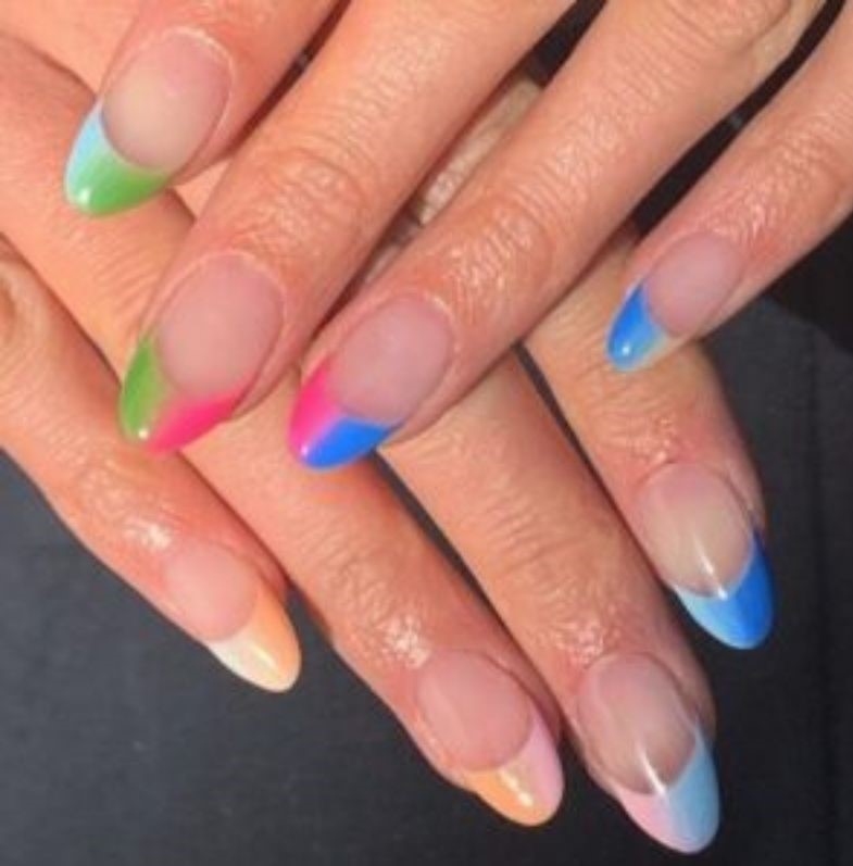 Half & Half Colorful French Tips - Bright Summer Nails