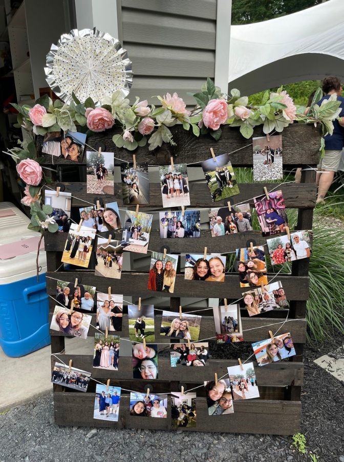 wooden graduation party photo display