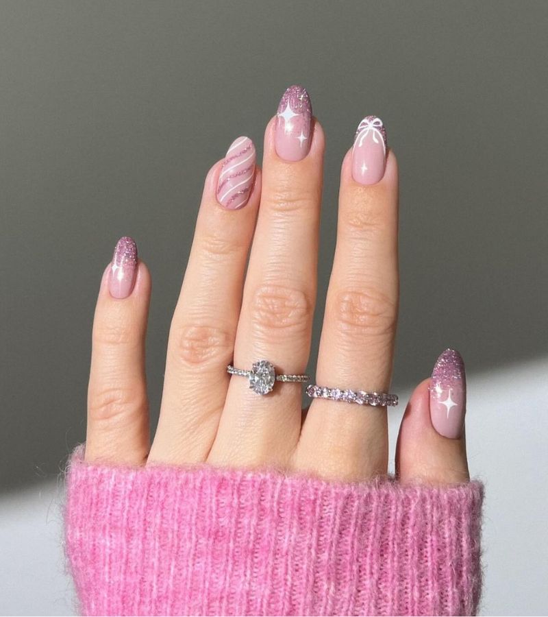 Pink Sparkly Nails 