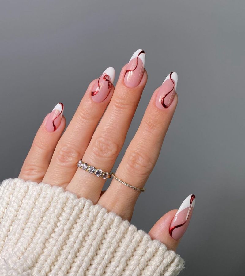 Red and white nails for Christmas 