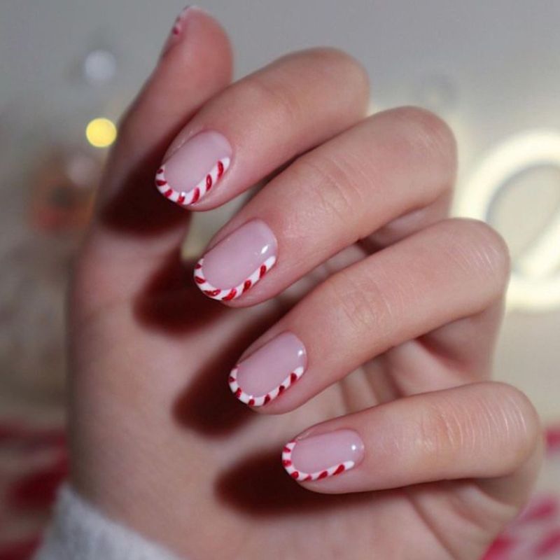 Candy Cane French Nails