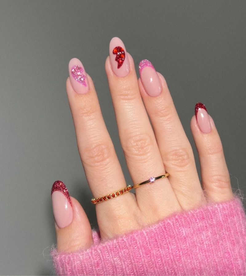 Pink Heartbreak Tips - nail designs for valentines day