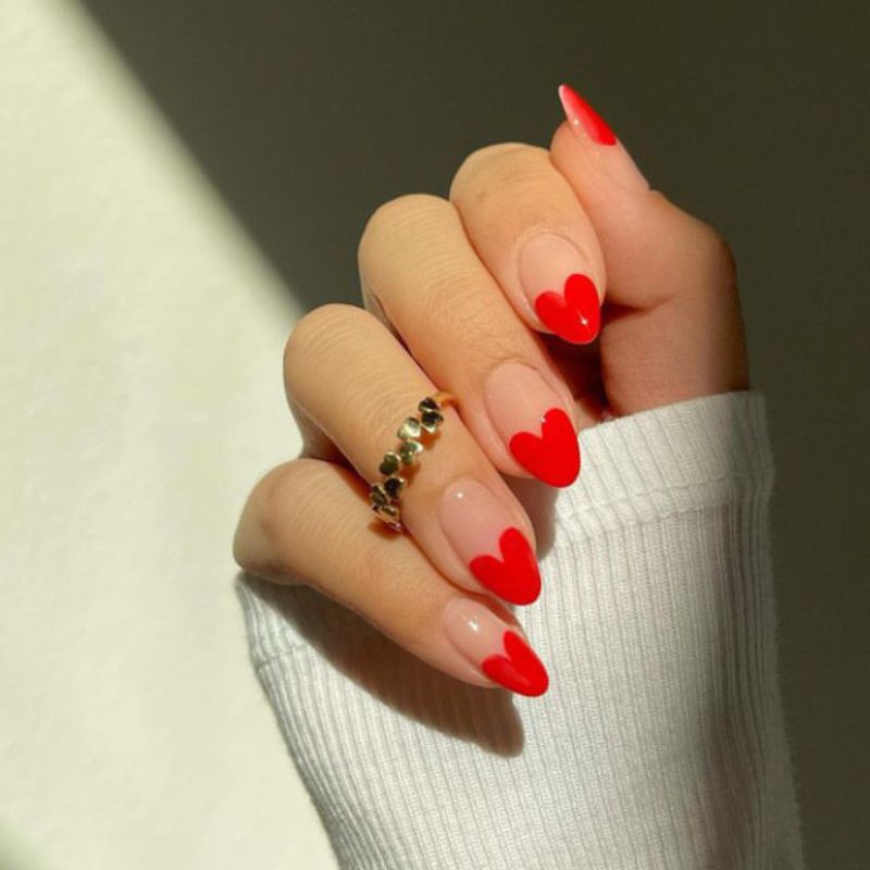 Red Heart Tips - nail designs for valentines day 