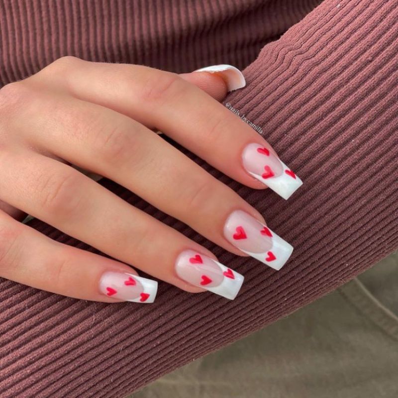 White tips with red hearts