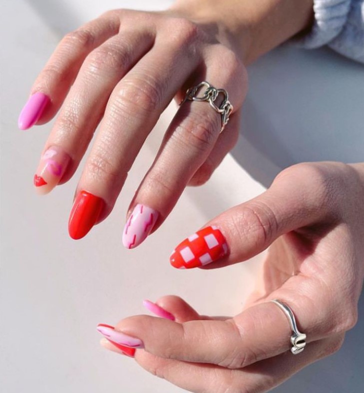 Mix n match nails - nail designs for valentines day