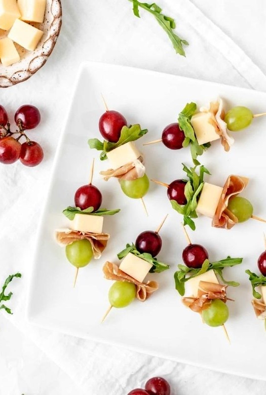Sweet & Savory Skewer Bites graduation party appetizers