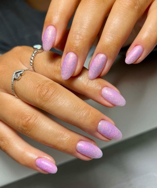 purple glittery nails - graduation nails