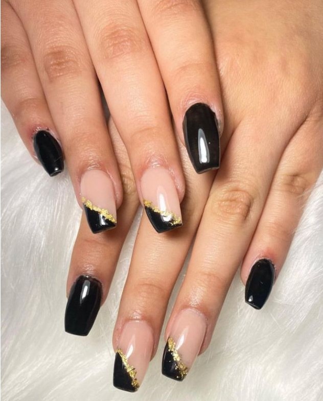 black French with gold flakes 