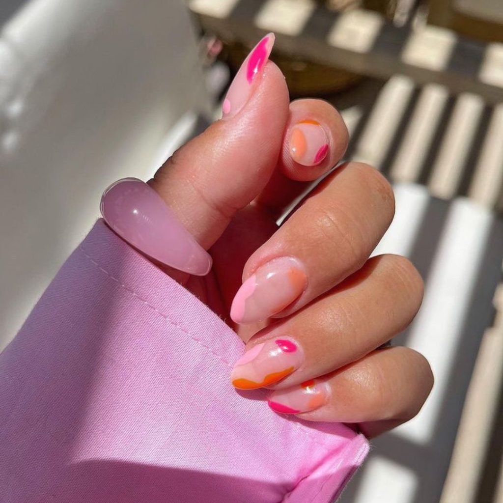 Pink and orange nails