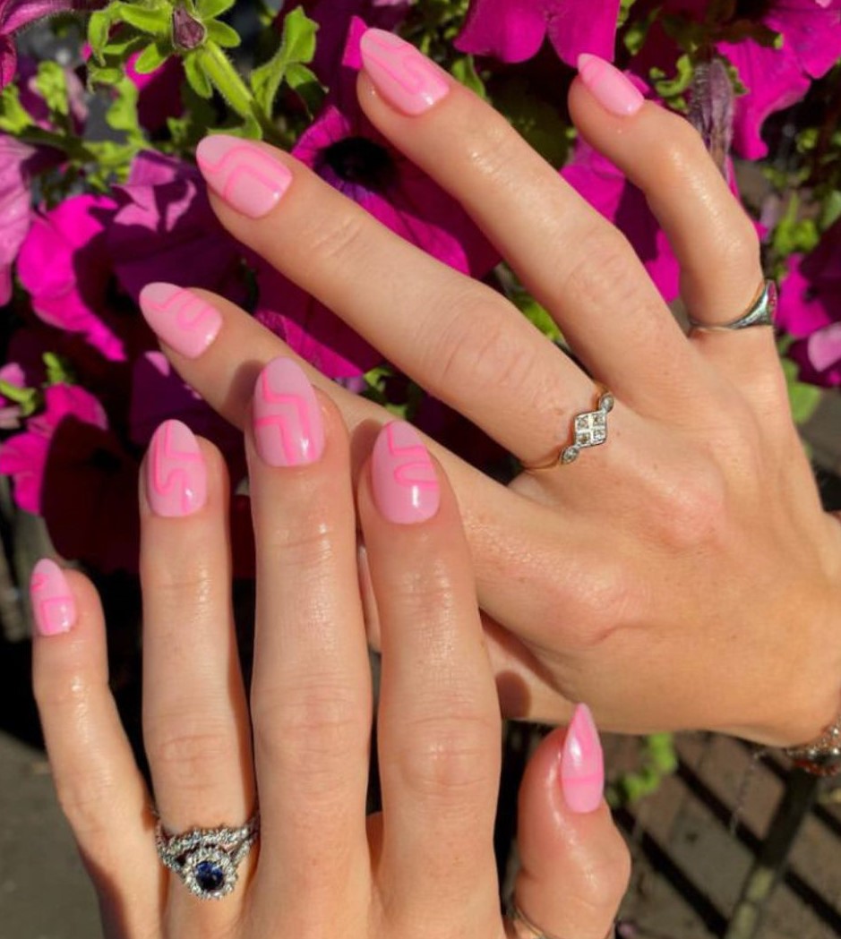 Electric pink nails