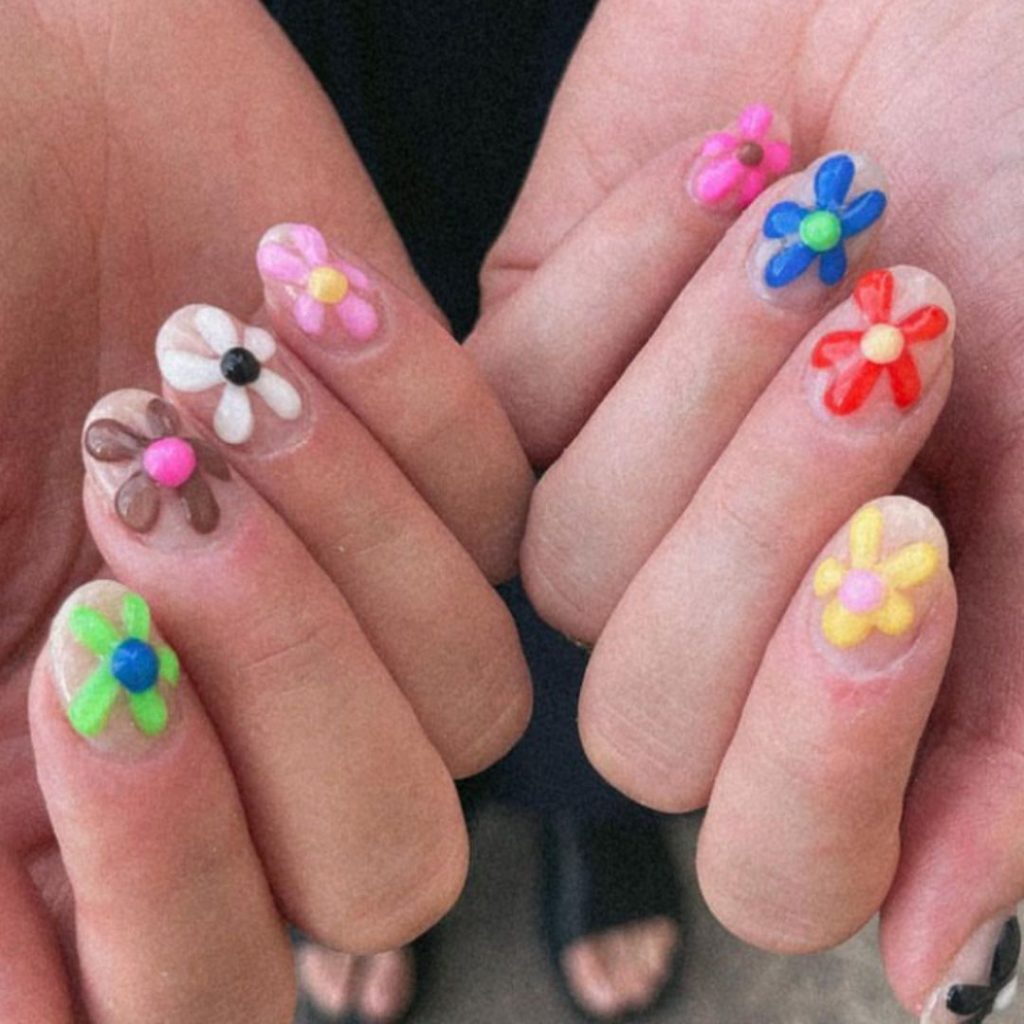 3d flowers nails
