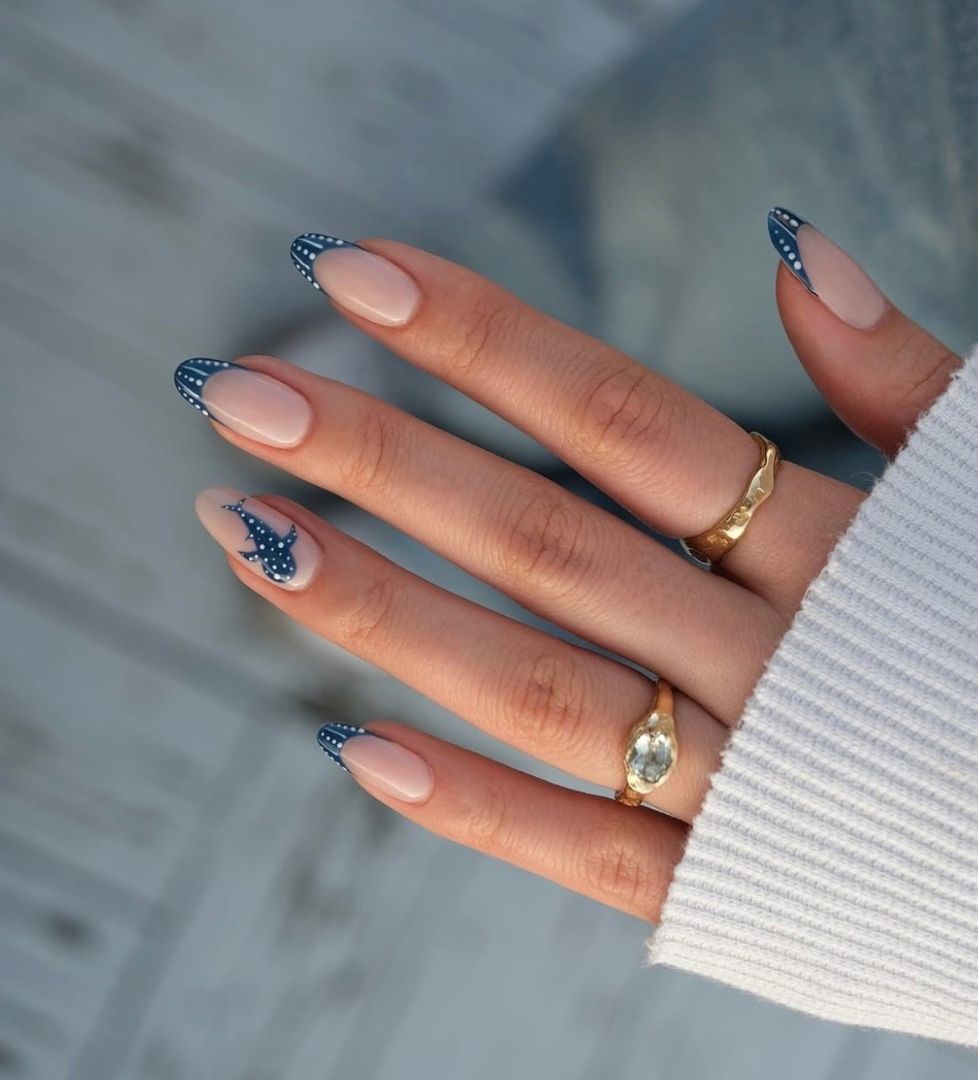 ocean french tips beach vacation nails