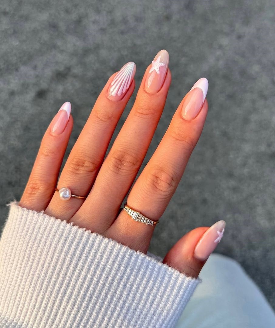 white mermaid nails