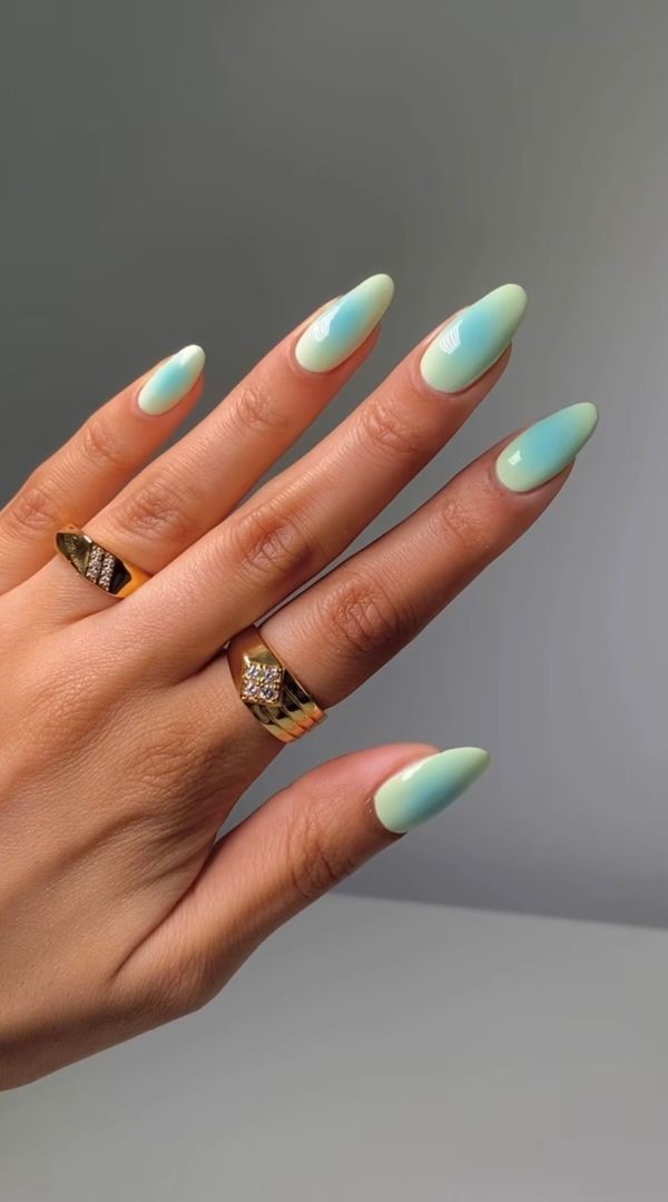 mint ocean aura nails