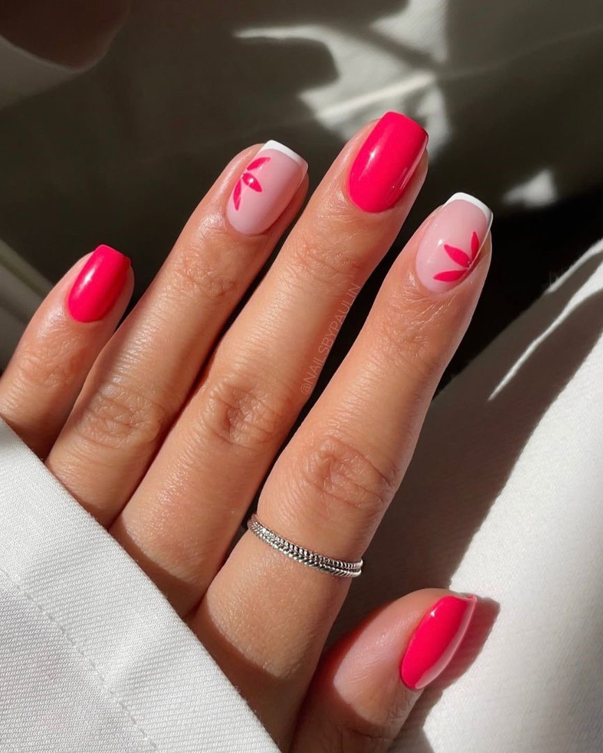 bright pink vacation nails