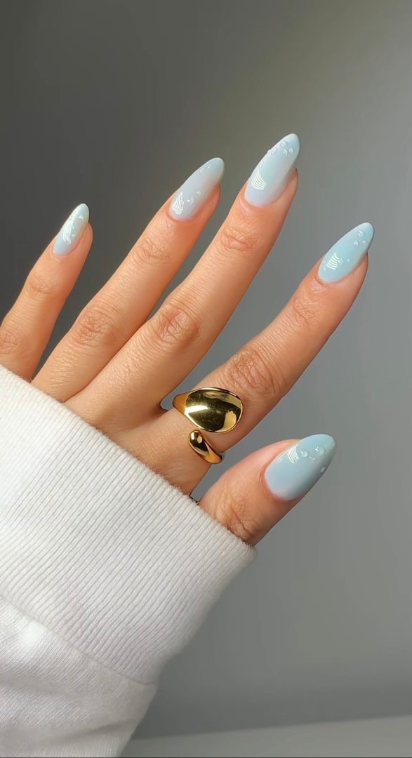 gloss blue beach vacation nails