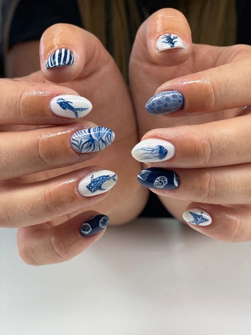 under the sea beach vacation nails