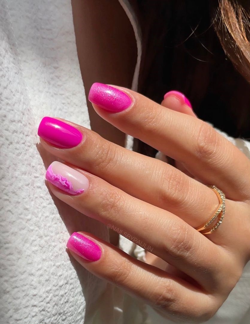 pink beach vacation nails