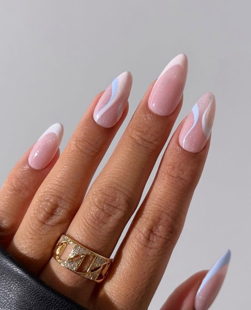 white beach swirl nails
