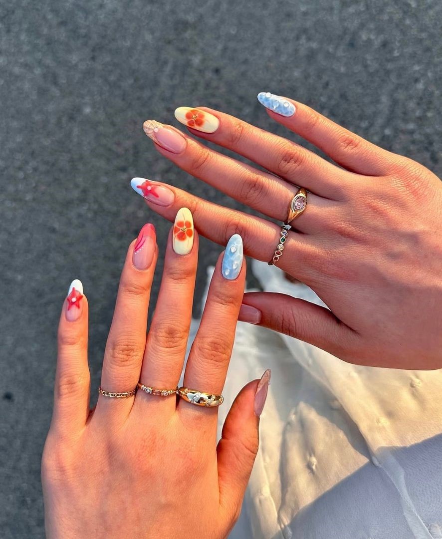 sunset beach vacation nails