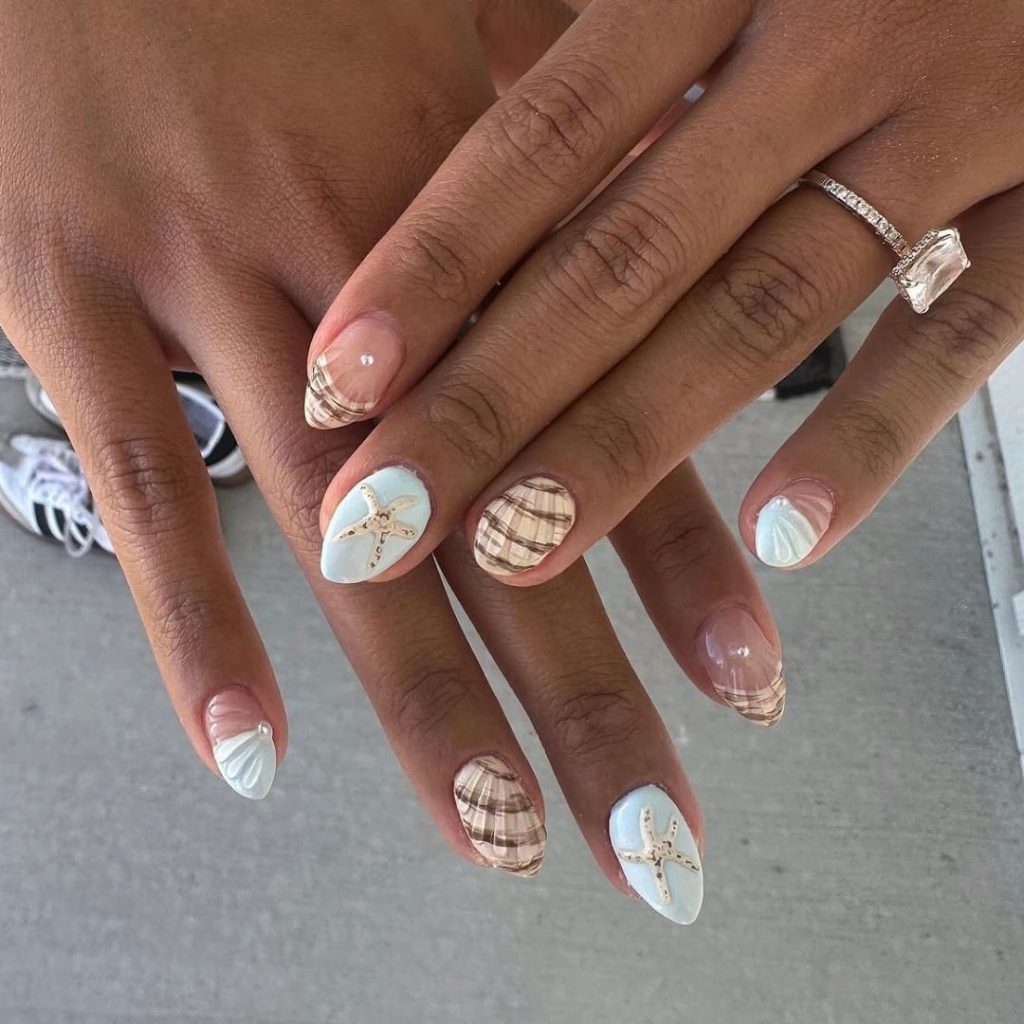 coastal seashell nails