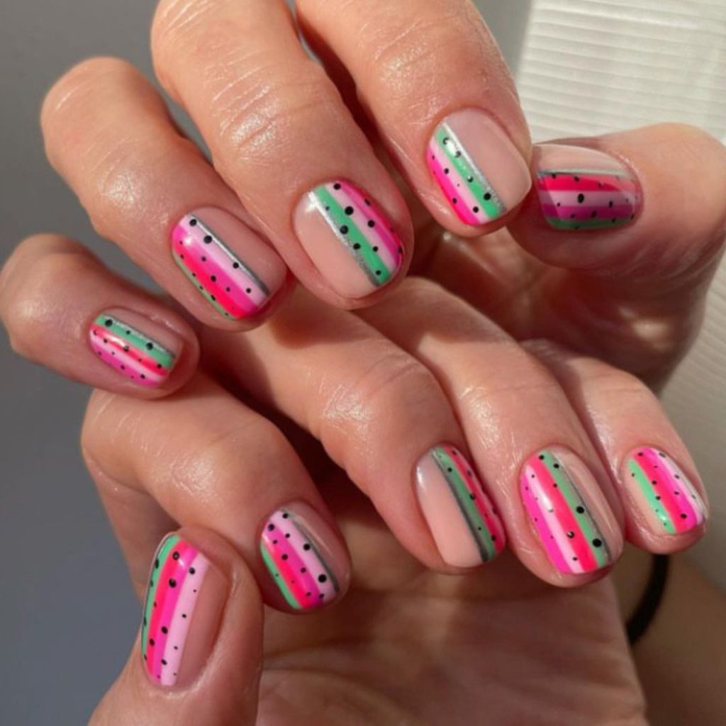 Half watermelon nails 