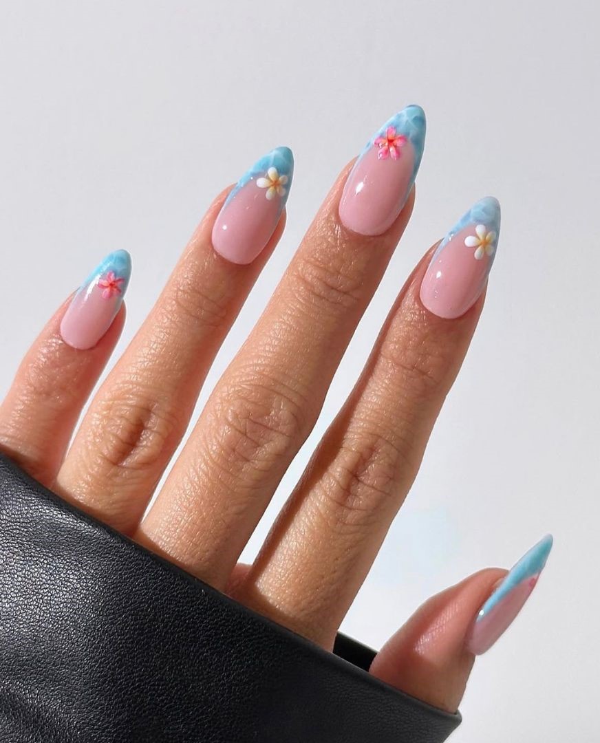 Tropical Flower French Tips