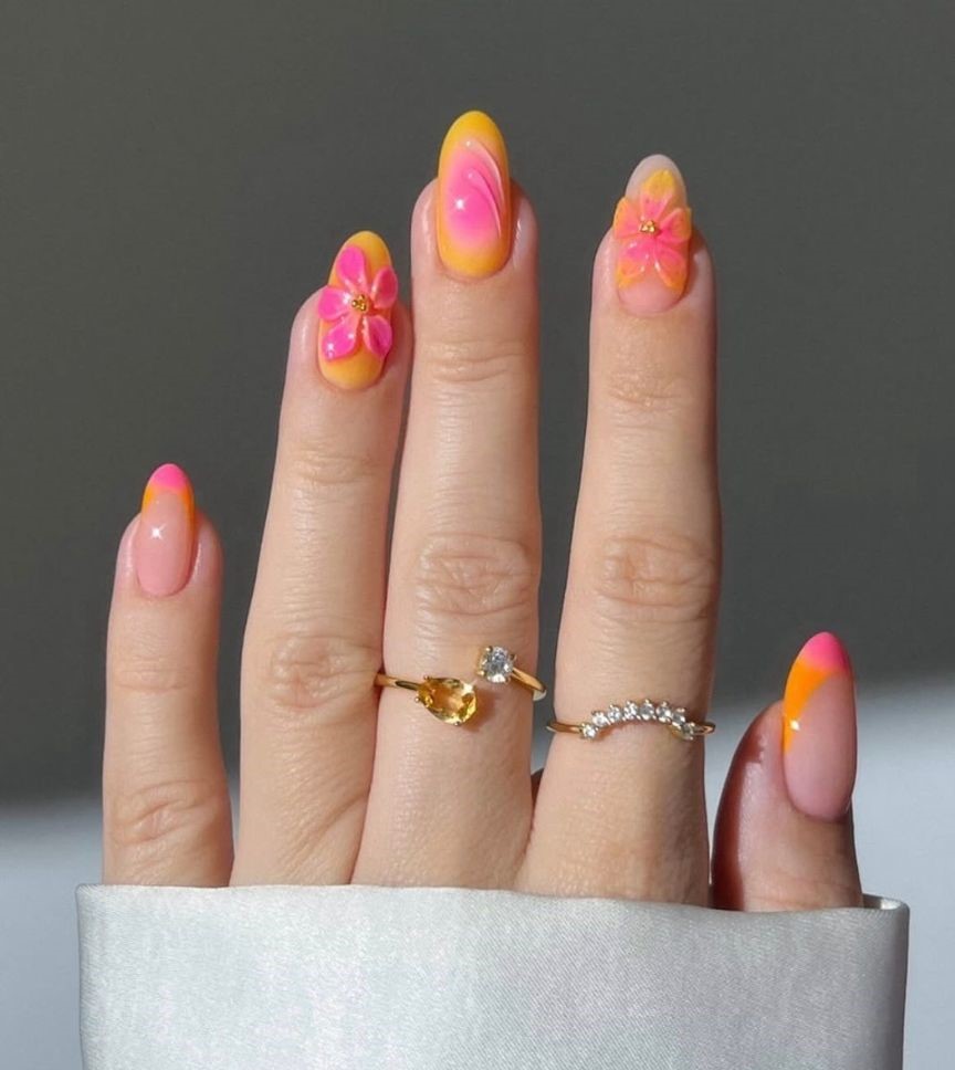 sunset sorbet beach vacation nails