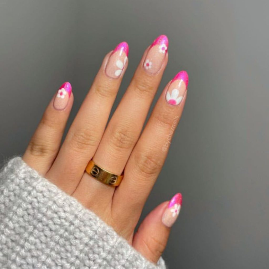 Pink tips with florals