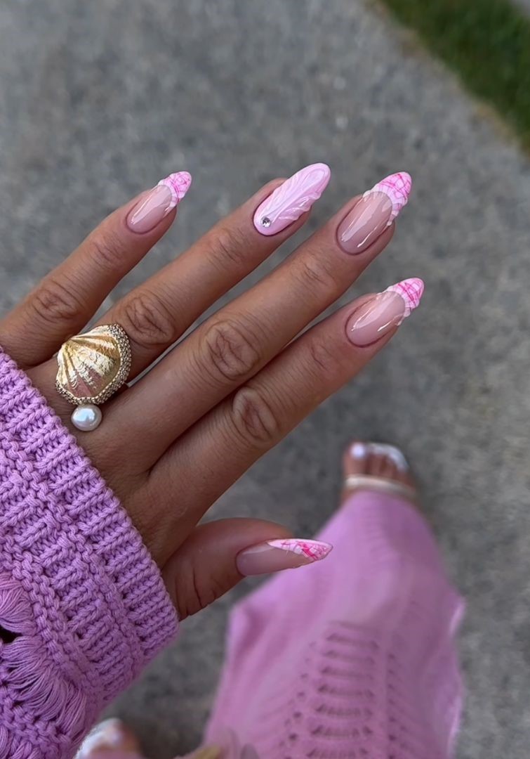 pink seashell nails