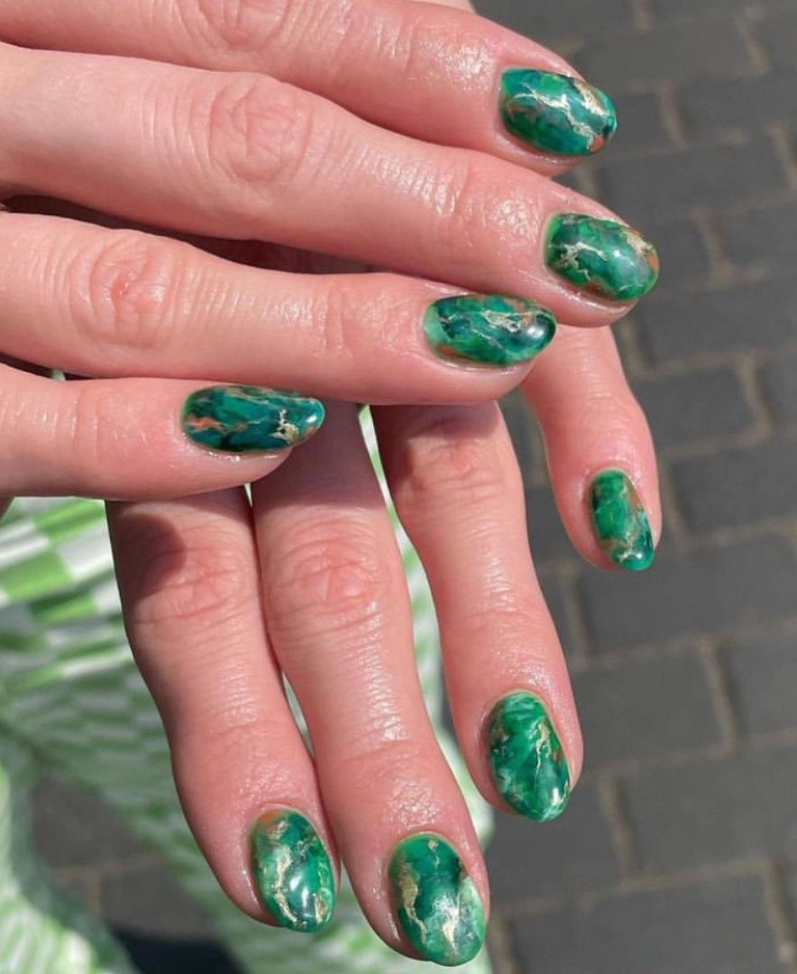 Jade green nails