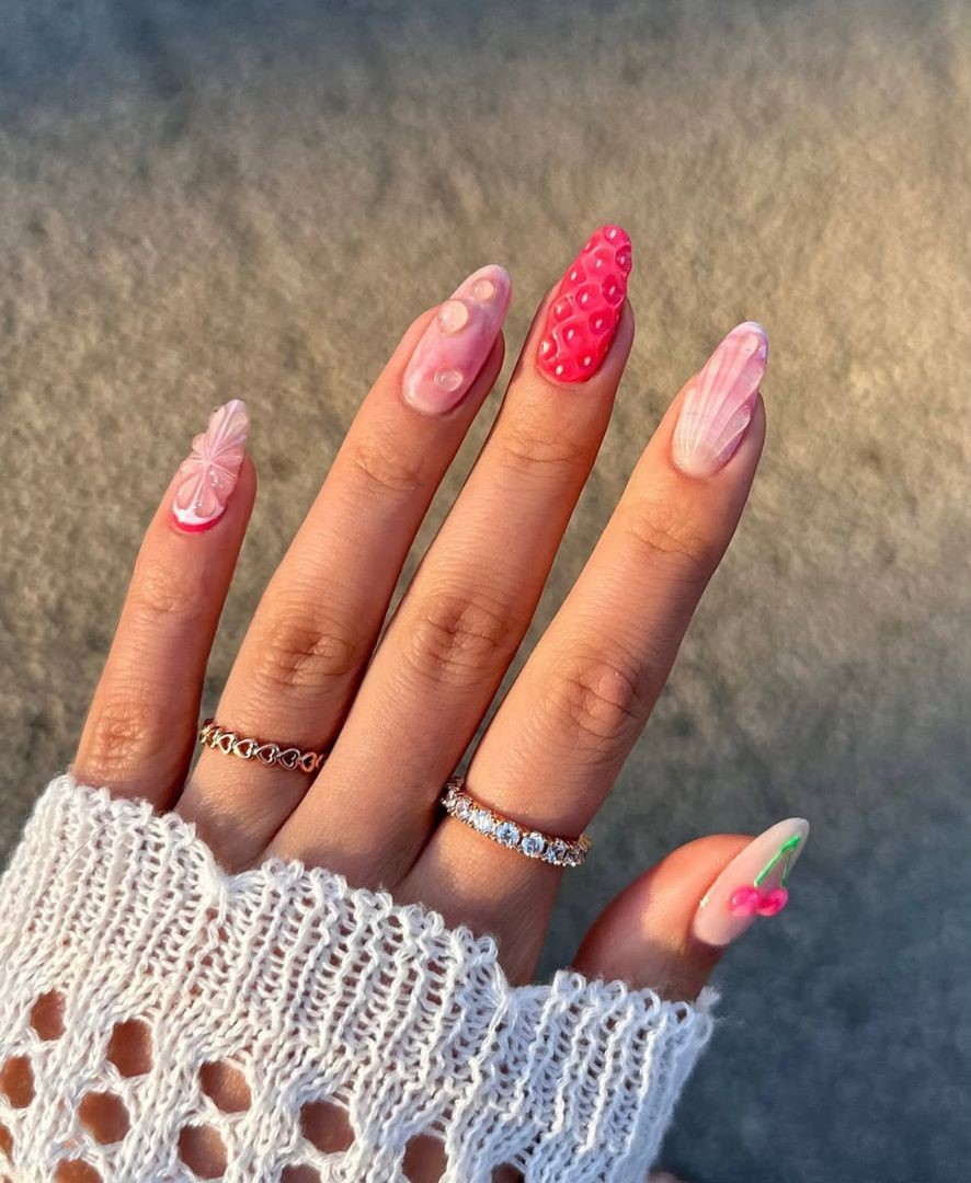 cherry summer nails